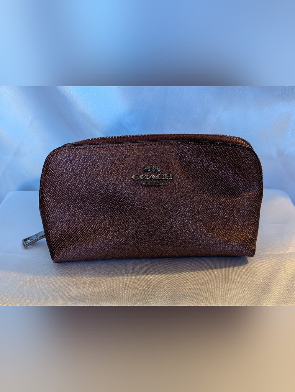 COACH Bronze / Brown Cross Grain  Leather Pouch EUC